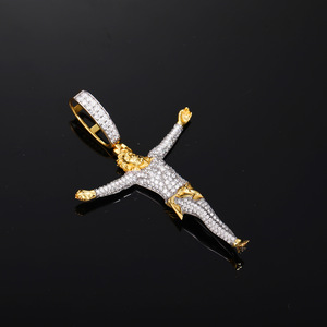 Gioielli Hip Hop Fealux, <span class=keywords><strong>Ciondolo</strong></span> Crocifissione Gesù in <span class=keywords><strong>Argento</strong></span> Sterling 925 con Diamante Moissanite VVS Bicolore per <span class=keywords><strong>Uomo</strong></span> - Product Image 3