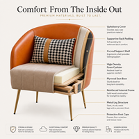 Chaise de salle à manger de luxe moderne, fauteuil rembourré en tissu, mobilier de restaurant et d'hôtel, chaise d'appoint avec pieds en métal