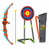 Ensemble d'arc et flèches lumineux avec 2 arcs, cible sur pied, jouet de tir à l'arc pour enfants, flèches à ventouse LED, jeu de tir en extérieur, cadeau