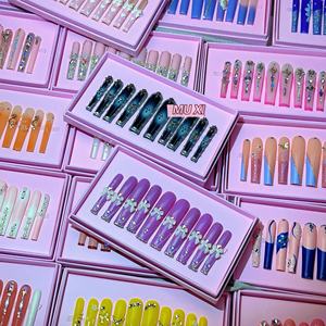 <span class=keywords><strong>Uñas</strong></span> acrílicas <span class=keywords><strong>de</strong></span> lujo hechas a mano, 10 Uds., gel pintado a mano bellamente a presión, diseño personalizado, <span class=keywords><strong>uñas</strong></span> artificiales - Product Image 1