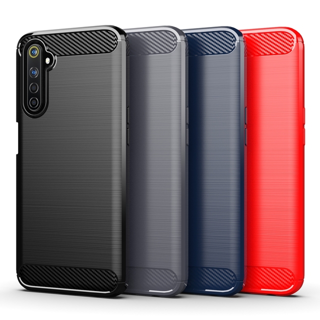Factory Price Brushed Carbon Fiber Soft Silicone TPU Mobile Phone Back Cover Protective Case for Oppo Realme 6 6i 6 Pro 6Pro