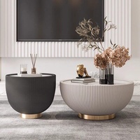Table basse en cuir PU souple et durable avec plateau en pierre frittée et ensemble de rangement pour salon moderne, mobilier de maison