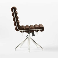 Chaise de bureau exécutive moderne haut de gamme en velours mohair chocolat de Foshan, chaise de bureau réglable à vérin à gaz pour la maison et le bureau