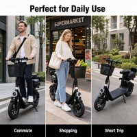 Nouveau Scooter Électrique Pliable Intelligent Étanche 2026 avec Siège et Boîte Arrière, Moteur Brushless 48V 500W, Pneu Gonflable 12 Pouces, Charge Maximale 150kg