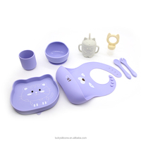 Chanceux forme personnalisée Logo Silicone bavoir cuillère bol enfants salle à manger bébé accessoires alimentation vaisselle ensemble