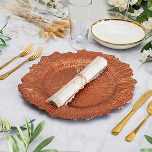 Platos de Presentación Decorativos de Plástico de Lujo de 13 Pulgadas, Irrompibles, en Dorado, Plateado y Rojo Vino, para Decoración de Banquetes y Bodas - Product Image 4