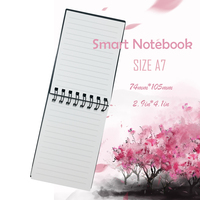 Carnet intelligent réutilisable effaçable de format A7 avec couverture en PP noir, OEM, carnet de poche imperméable
