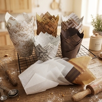 Meilleures ventes : Emballages pour cupcakes en papier kraft brun style journal imprimé sur mesure, moules à muffins, accessoires de pâtisserie