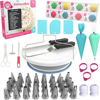 Ensemble de 66 outils de décoration de gâteaux, support rotatif pour gâteaux, douilles à pâtisserie, poches à douille, outils de glaçage, kit de pâtisserie DIY pour débutants
