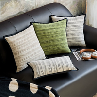 Housse de coussin carrée moderne en chenille jacquard à rayures géométriques, fermeture éclair dissimulée, écologique, anti-acariens, pour la maison