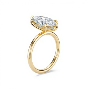 Anillo de compromiso solitario con diamante cultivado en laboratorio de 5 quilates, corte marquesa, con engaste de garra en oro de 14 quilates - Product Image 3