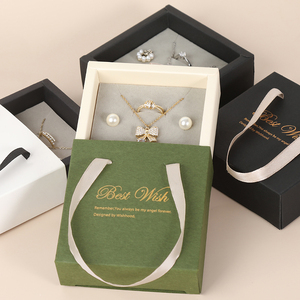 Custom Logo Printed <b>Small</b> Paper Cardboard Ring <b>Drawer</b> Jewelry Packaging Box with Matching Gift Bag and Handbag - Product Image 4