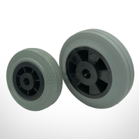 Neumático de goma sólida gris de 125mm directamente de fábrica con ruedas de rodillos o rodamientos de bolas para ruedas de carro manual