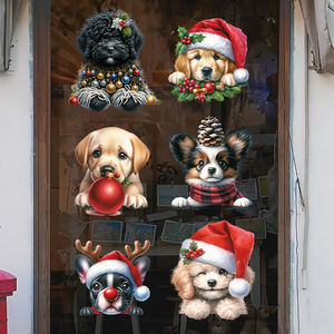 Pegatinas impermeables para decoración <span class=keywords><strong>de</strong></span> <span class=keywords><strong>ventanas</strong></span> <span class=keywords><strong>de</strong></span> perros bonitos, pegatinas para decoración exterior <span class=keywords><strong>de</strong></span> vacaciones personalizada para paredes, puertas, <span class=keywords><strong>ventanas</strong></span>, Navidad - Product Image 5