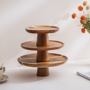 Acacia Wood Tiered Serving Tray 3 Tier Dessert Display <b>Rack</b> For Home Living Room Coffee Tea Party - Product Image 1