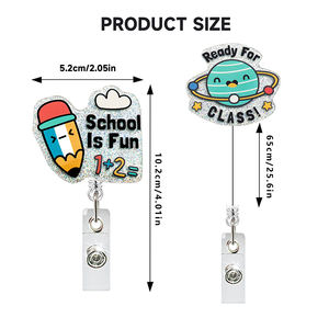 <span class=keywords><strong>Bobine</strong></span> d'insigne rétractable avec porte-badge en acrylique et accessoires pour étudiants et enseignants - Product Image 2