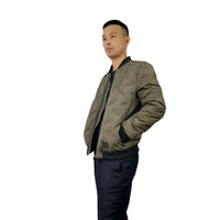 Blouson d'hiver pour homme, style bomber, col montant, motif lettres, respirant, fermeture éclair, détails boutonnés, style streetwear, polyester/coton