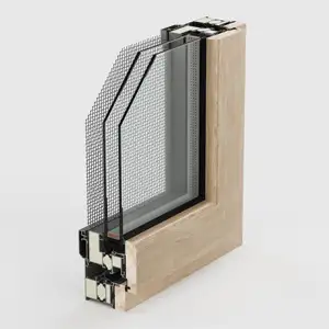 Ev için fabrika fiyat alüminyum kaplı ahşap pencere çift cam kanatlı termal mola alüminyum pencereler