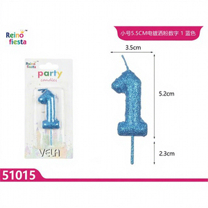 Peiyong Small 55cm Blue Number 1 Glitter Decorative <b>Candle</b> Celebrations Parties-Christmas New Year <b>Easter</b>! Made Wax Packed Box - Product Image 1