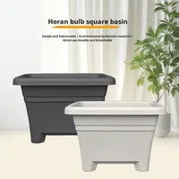 Série Hollen, style minimaliste nordique, pots à fleurs carrés sur pied, en plastique robuste et durable, économie d'eau, vente en gros