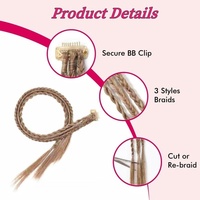 Tresses de perruque synthétiques de vente chaude avec clip Tresses de dreadlocks à trois brins Tresse de cheveux à clip avec clip BB Tresses sales de 22 pouces