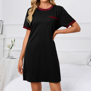 Ultimo abito da donna americano Plus Size abiti <span class=keywords><strong>in</strong></span> lino con scollo a v tinta unita con maniche a pipistrello/ - Product Image 5