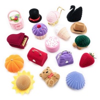 Boîte d'emballage de bijoux créative en peluche miniature pour Noël, Halloween, la Saint-Valentin, pendentif de bague, boucles d'oreilles