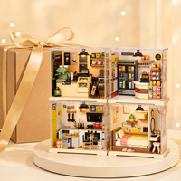 Vente flash - Maison de poupée miniature à construire soi-même - Puzzle 3D - Kit de maison miniature à construire soi-même - Maison miniature avec éclairage LED - Modèle de maison miniature