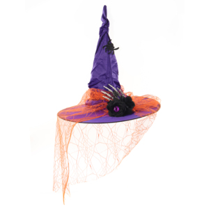 Halloween rayé à volants dentelle chapeau <span class=keywords><strong>de</strong></span> sorcière fête boule Cosplay magicien foncé doigt os décoration unisexe 100% Polyester - Product Image 4