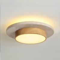 Plafonnier en fer à grain de bois moderne pour salon, style Wabi-Sabi, avec base en travertin jaune naturel, idéal pour couloir - Vente en gros en ligne