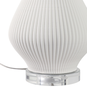 Modern Table Lamp Teardrop Textured Stoneware Base Fabric Shade Bedroom Living Room Bedside Desk - Product Image 5
