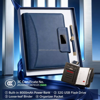 Benutzerdefiniertes Logo Eingebaute 8000mAh Wiederaufladbare Schreibwaren-Powerbank 32GB USB-Speicher Executive Firmengeschenk-Set
