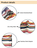 Bracelet de montre en sangle élastique tressée en polyester recyclé, accessoires de couture colorés personnalisés et extensibles pour vêtements