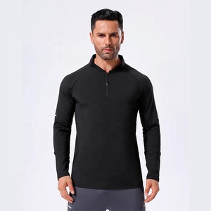 เสื้อยืดแขนยาวมีซิปสำหรับผู้ชายเสื้อยืดโพลีเอสเตอร์แห้งเร็วสำหรับกีฬาวิ่งเทนนิสดีไซน์ใหม่ - Product Image 1