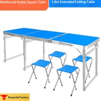 Table d'extérieur pliable moderne en aluminium de 1,8 mètre de long, durable et imperméable, résistante aux UV, portable pour utilisation en parc, couleur personnalisée
