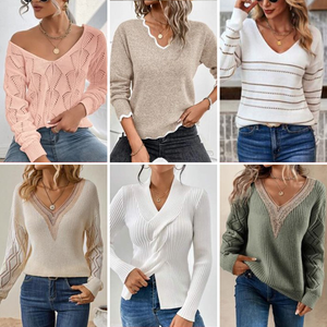 Wholesale Cheap High-quality Winter Used <b>Long</b> Sleeved Round Neck Pullover Knitted Sweater for Women Polyester/Cotton - Product Image 3