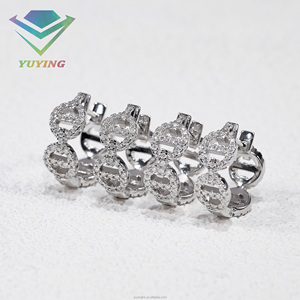 Pendientes de aro con forma de nariz de cerdo, chapados en oro, plata de ley 925, moissanita VVS, pasan el test de diamantes, certificado GRA. - Product Image 5