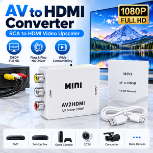 Convertisseur AV vers HDMI 1080P, 3 entrées RCA CVBS composite vers sortie HDMI, adaptateur vidéo audio <span class=keywords><strong>AV2HDMI</strong></span> pour téléviseur et moniteur - Product Image 1