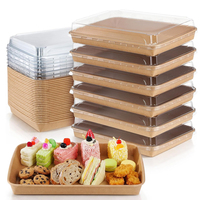 Contenants alimentaires jetables pour plats à emporter, boîtes anti-fuite personnalisées imprimées, plateaux de restauration en papier kraft avec couvercles transparents