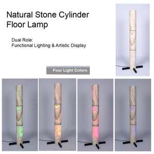 Lámpara de Pie Cilíndrica de Mármol Natural con Pantalla LED Artística Funcional, Diseño Contemporáneo para Decoración de Dormitorio, Sala de Estar y Hotel - Product Image 3