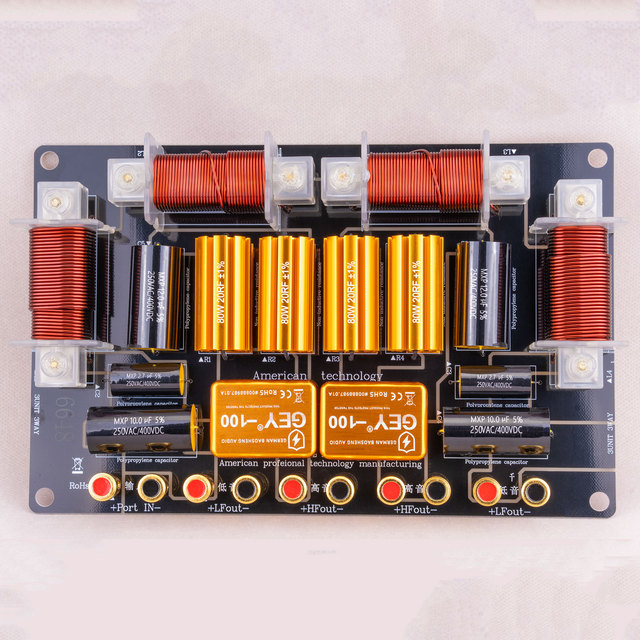 6648 Frequency Divider 2Way Audio HiFi Dual 15-18inch 1200W Crossover Network 2Way 2 Treble/2 Bass Audio Crossover Network 2 Way