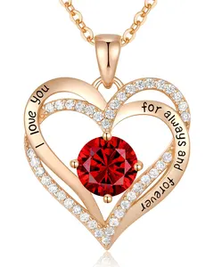 Новое ювелирное изделие 2024 любовь сердце кулон ожерелья для женщин 925 стерлингового серебра с камнем рождения Цирконий ювелирные изделия подарок