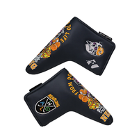 Housse de tête de club de golf personnalisée en cuir PU noir, housse de putter à lame, broderie, motif fantaisie, housse de tête de golf personnalisée OEM