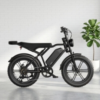 Vélo électrique Mokwheel Style Long Range Fat Tire 750W, cadre métallique, vitesse réglable via application, léger, style rétro, type cyclomoteur.