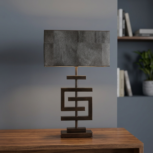 Contemporary Iron Rustic Table Lamp Off-White Beige Fabric Rectangular Shade Living Room Decorative <b>Lighting</b> 3000K Warm White - Product Image 4