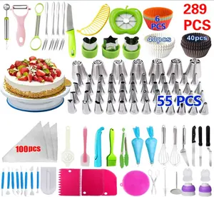 Kit completo de suministros para hornear pasteles, soporte para pasteles, herramientas de decoración, 289 Uds.