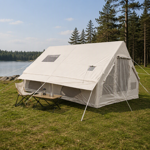 Tenda <span class=keywords><strong>Camping</strong></span> Tiup Klasik 12 Meter Persegi Versi AB Pintu Ganda dengan Skylight Ganda Warna Khaki Pro Dilengkapi Kanopi untuk Kehidupan Luar Ruangan dan Kustomisasi - Product Image 5