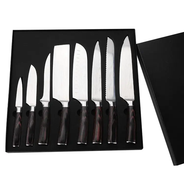 रसोई के चाकू सहायक उपकरण रस्टलेस शेफ स्टील चाकू सेट जापानी चाकू काले हैंडल के साथ