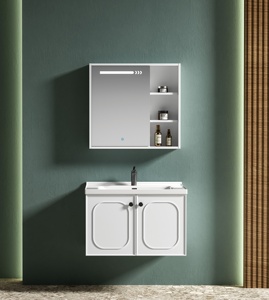 European-style <b>small</b>-sized white bathroom cabinet smart <b>mirror</b> cabinet white washbasin hanging cabinet body - Product Image 5