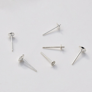 S925 Sterling Silver Bowl-Shaped Earring <b>Posts</b> <b>Round</b> Jewelry Pin For Earring Making Wholesale Components - Product Image 3